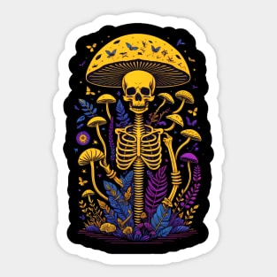 Yellow Skull Mushroom Sticker